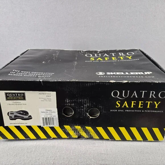 New Skellerup Quatro Safety 2 Buckel Moulded Sole Overshoe, Size 11, Blk/Gray